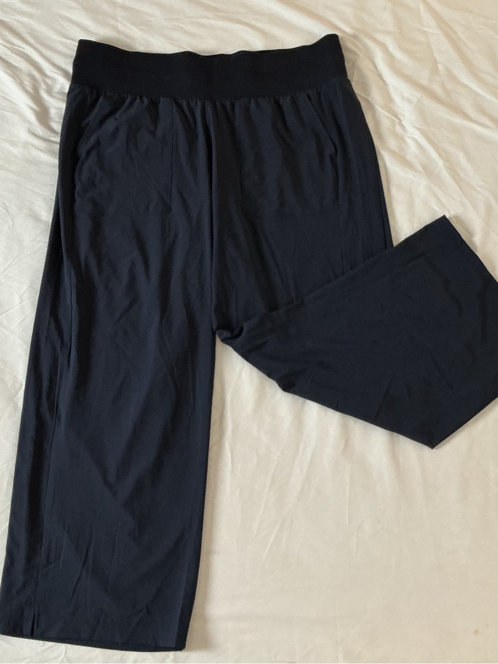 Talbots Black Ribbed Waist Wide Leg Cropped Pants 1X NWT